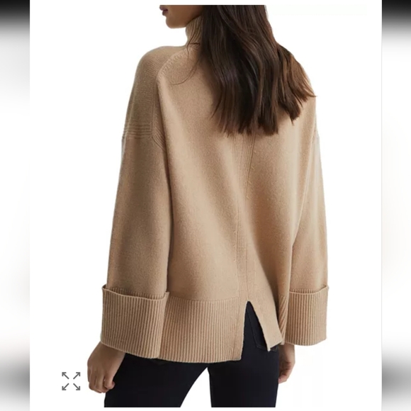 Reiss Casual Wool-Cashmere Roll Neck Jumper in Camel - Picture 10 of 11